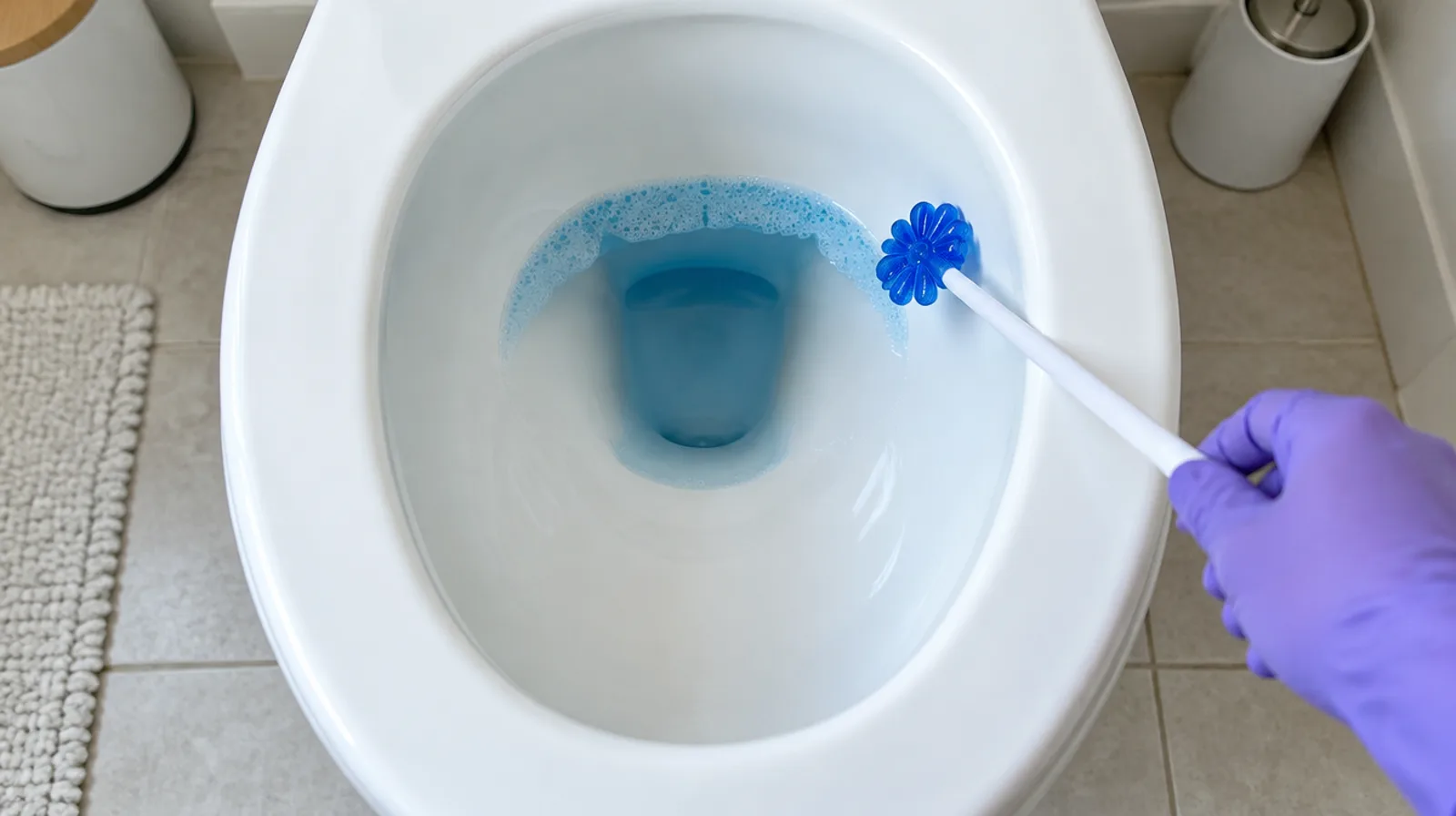 The same bowl clean with a layer of blue foam